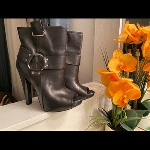 Black leather booties! LOVE these but too high!